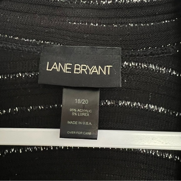 Lane Bryant Black and Silver Metallic Striped Tie Cardigan size 18/20 - Picture 3 of 6